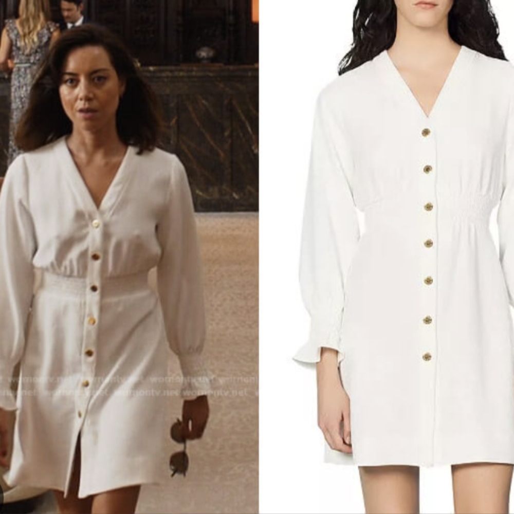 Sandro White Button-Down Dress